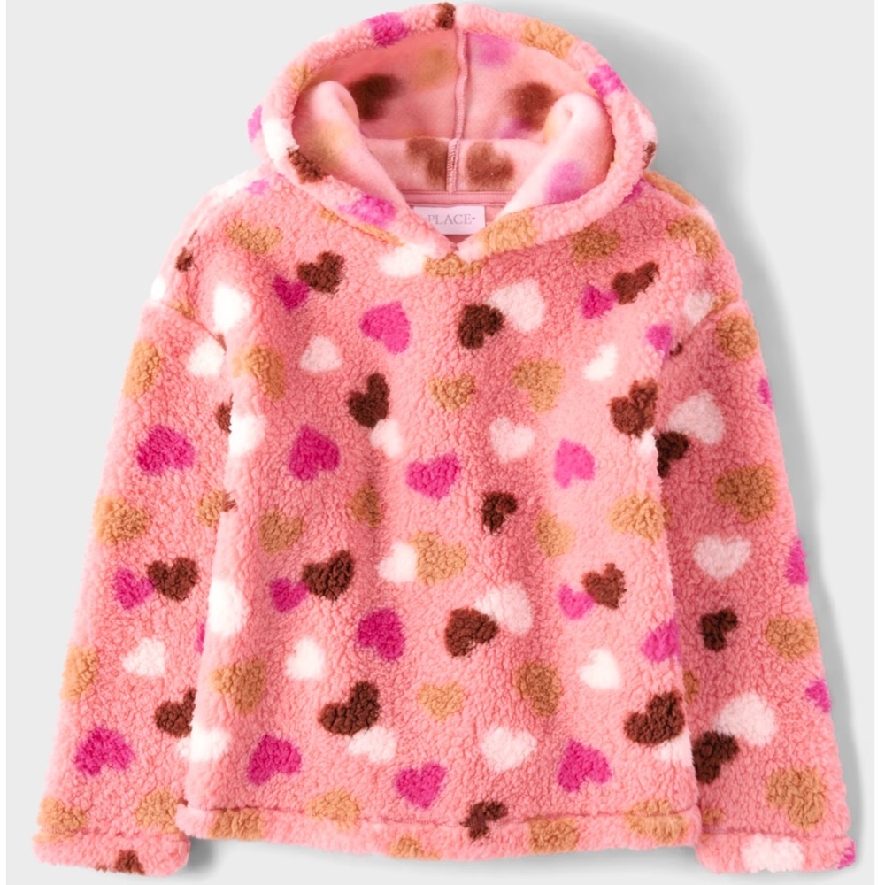 The Children’s Place Girls Print Sherpa Hoodie - Pink 12-18months